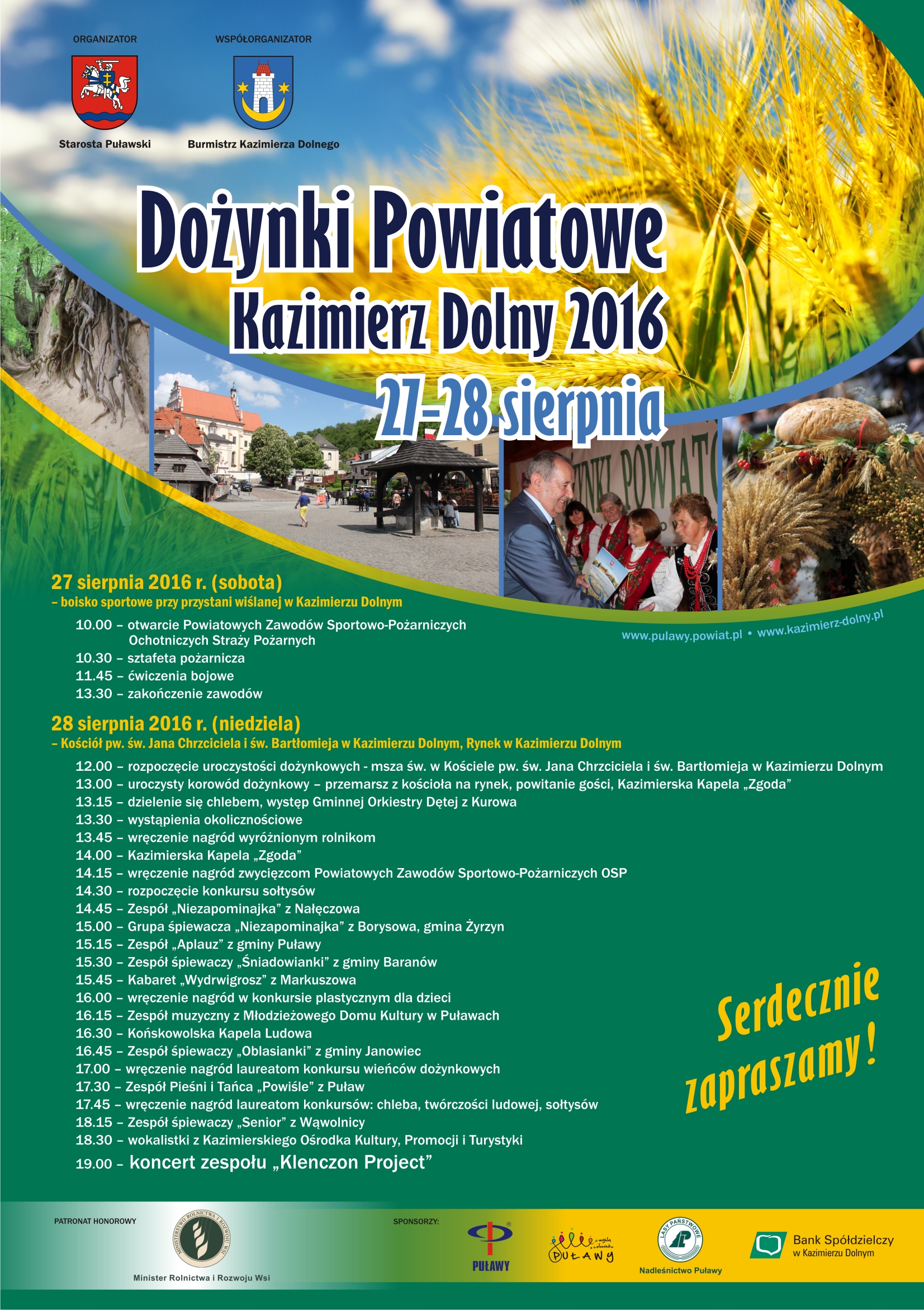 Zaproszenie na Dożynki Powiatowe Kazimierz Dolny 2016