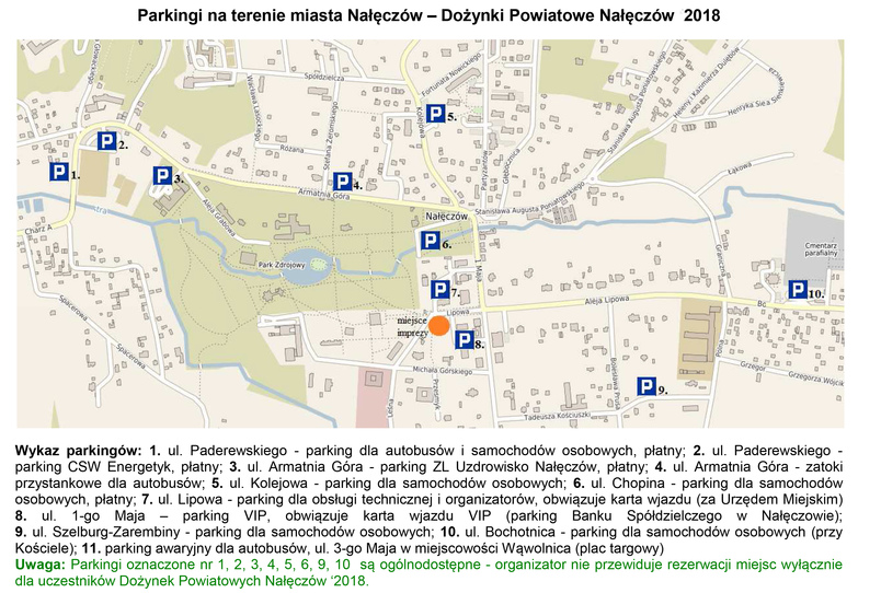 Mapa Nałęczowa - parkingi