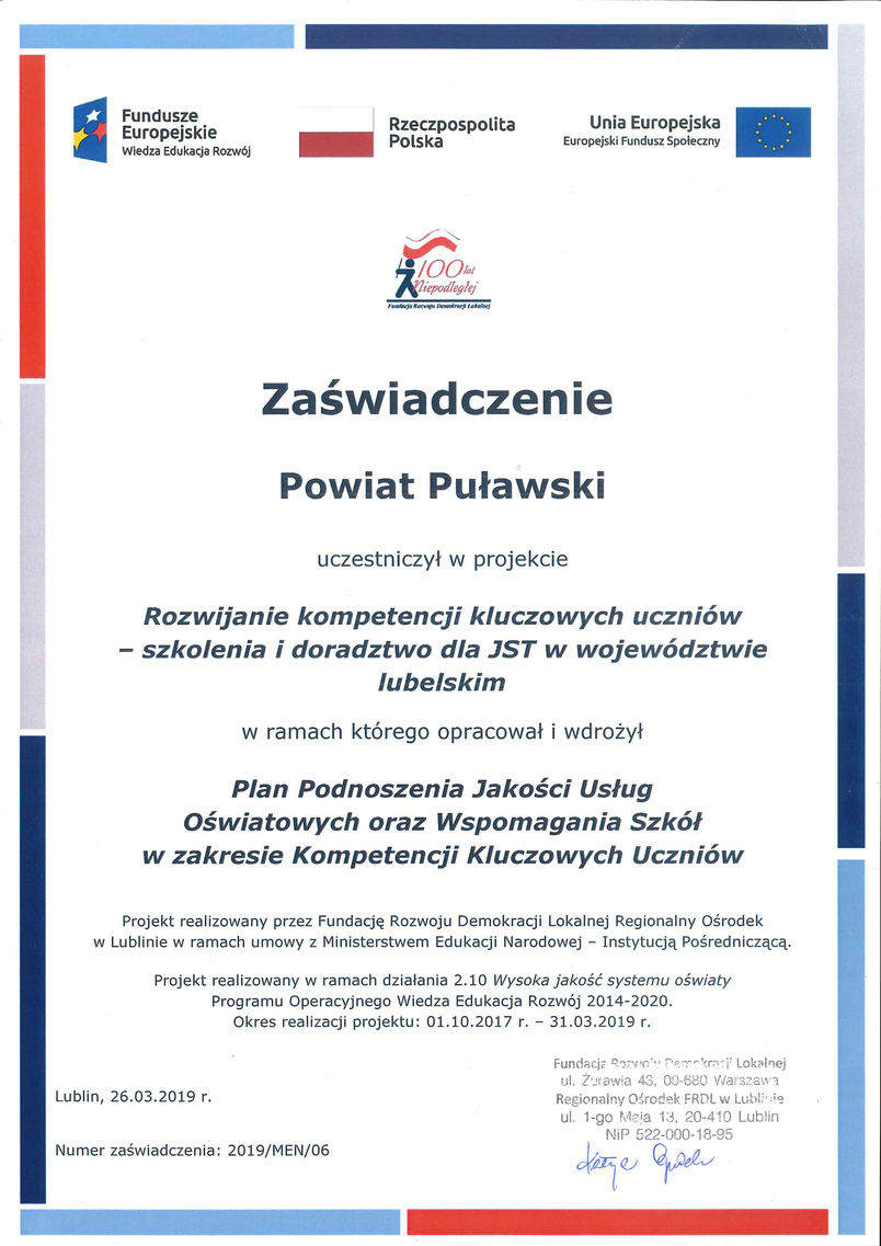 zaświadczenie