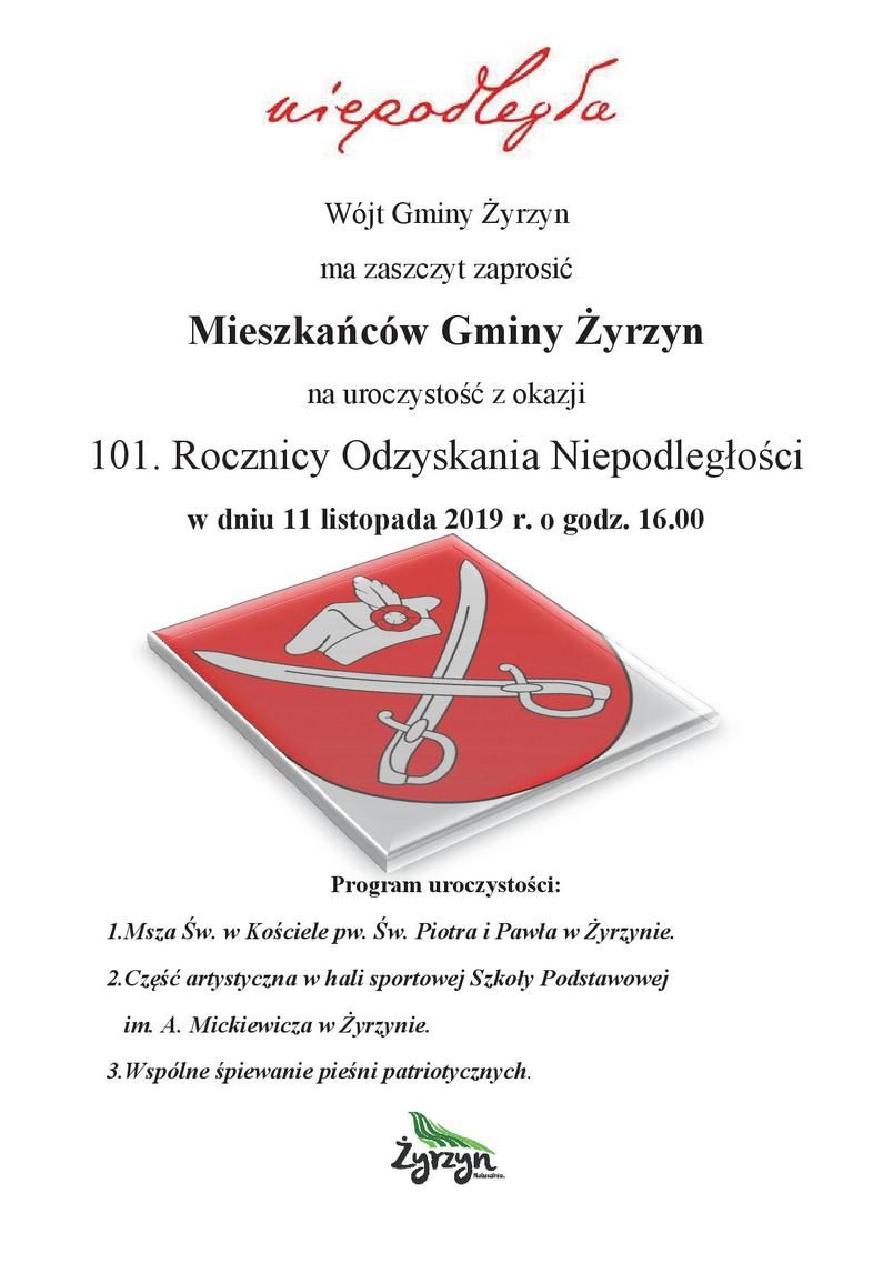 Program Narodowego Święta Niepodległości w Żyrzynie