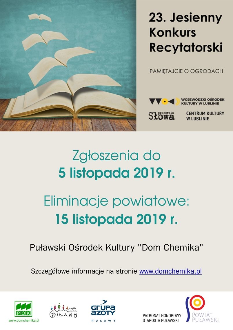 23. Jesienny Konkurs Recytatorski Pamiętajcie o ogrodach