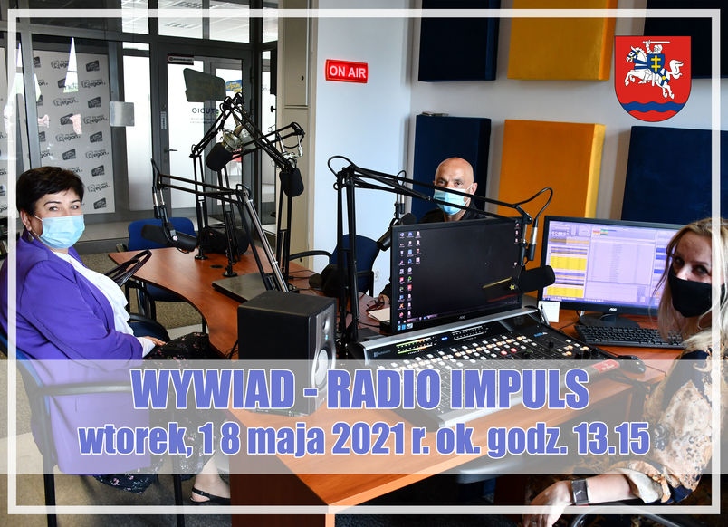 Wnętrze studia nagrań - wywiad, Radio Impuls wtorek, 18 maja ok. godziny 13.15