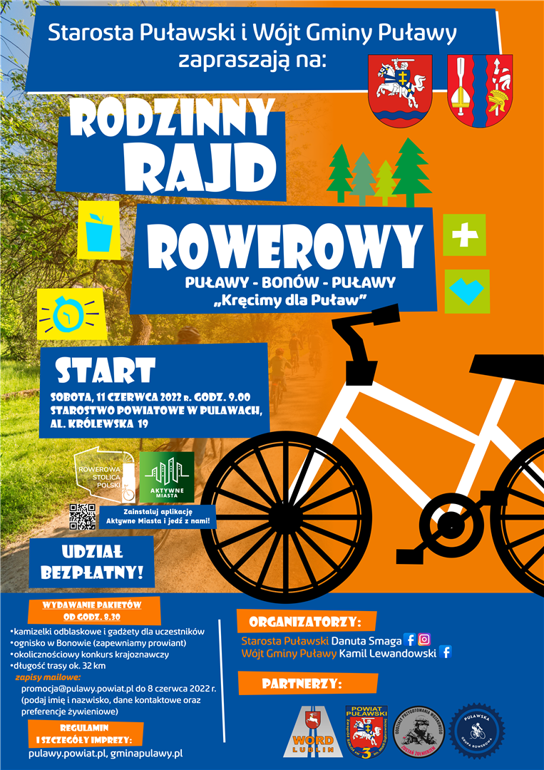 Plakat rajdowy Pułąwy - Bonów - Puławy 11 czerwca 2022