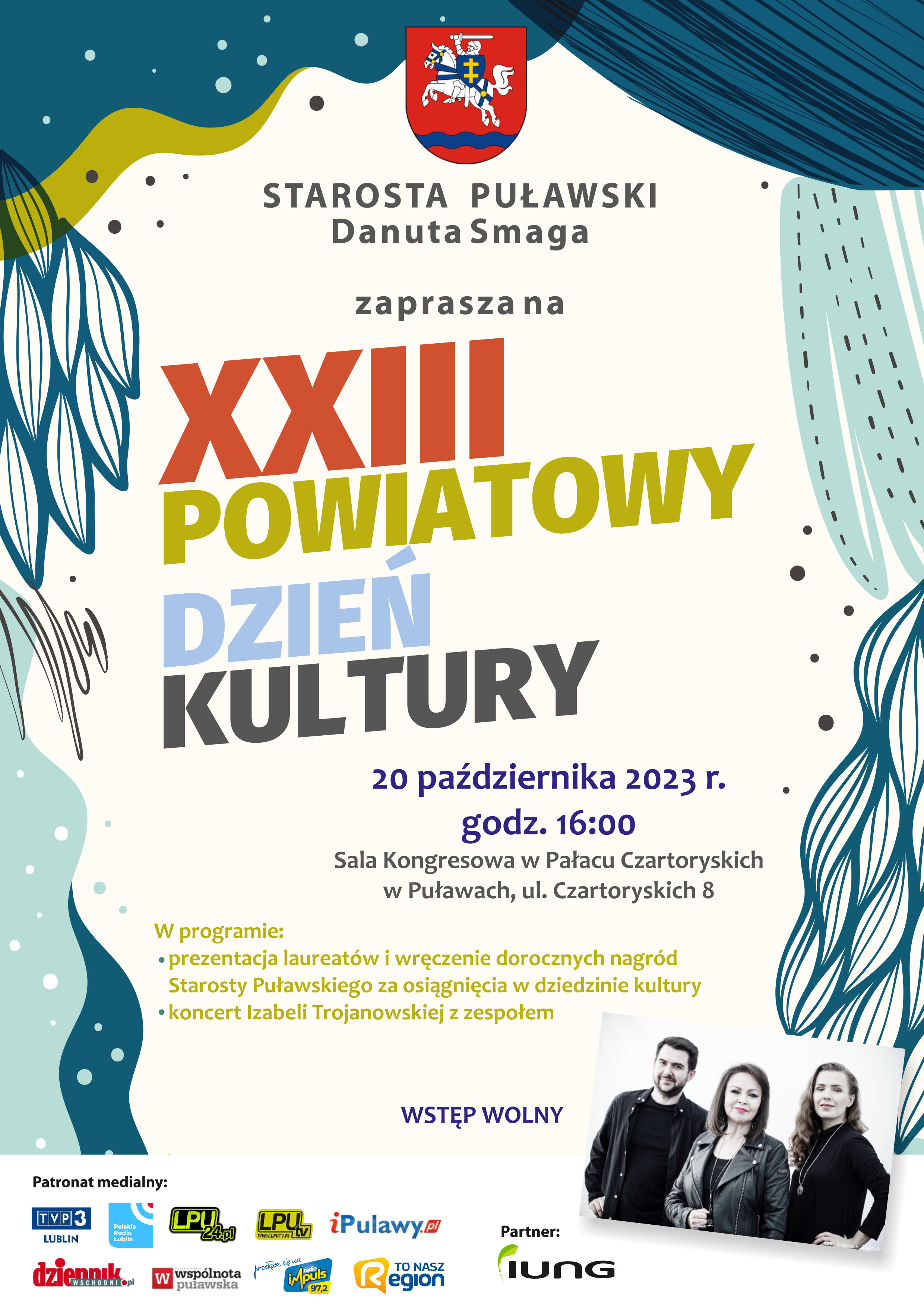 XXIII Powiatowy Dzień Kultury 20 października 2023 roku Sala Kongresowa Pałacu Czartoryskich w Puławach