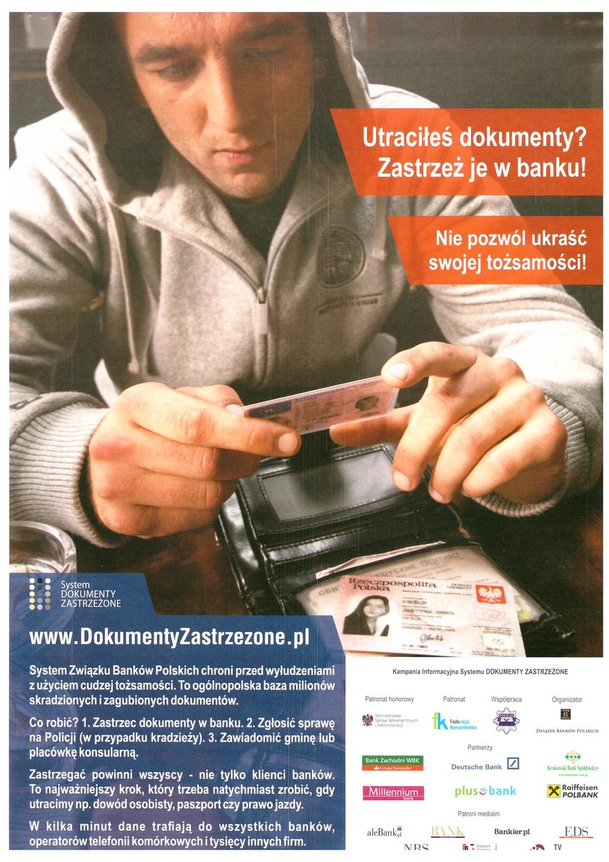 Utraciłeś dokumenty? Zastrzeż je w banku!