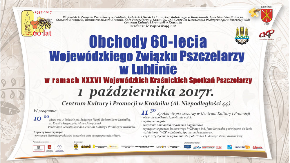 zaproszenie na XXXVI Wojewódzkie Kraśnickie Spotkania Pszczelarzy
