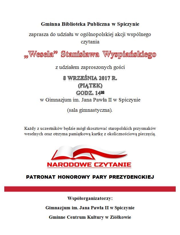 Biblioteka zaprasza na narodowe czytanie 