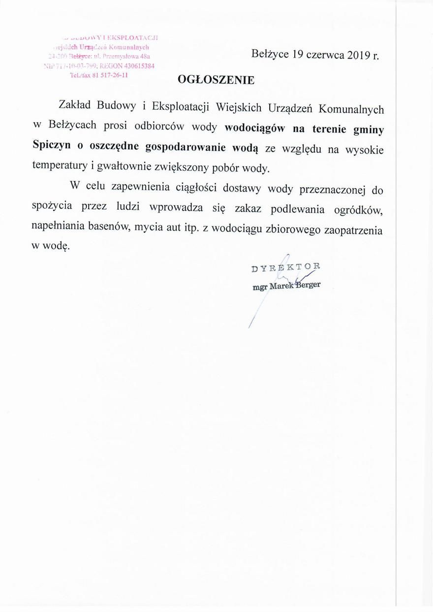 OGŁOSZENIE