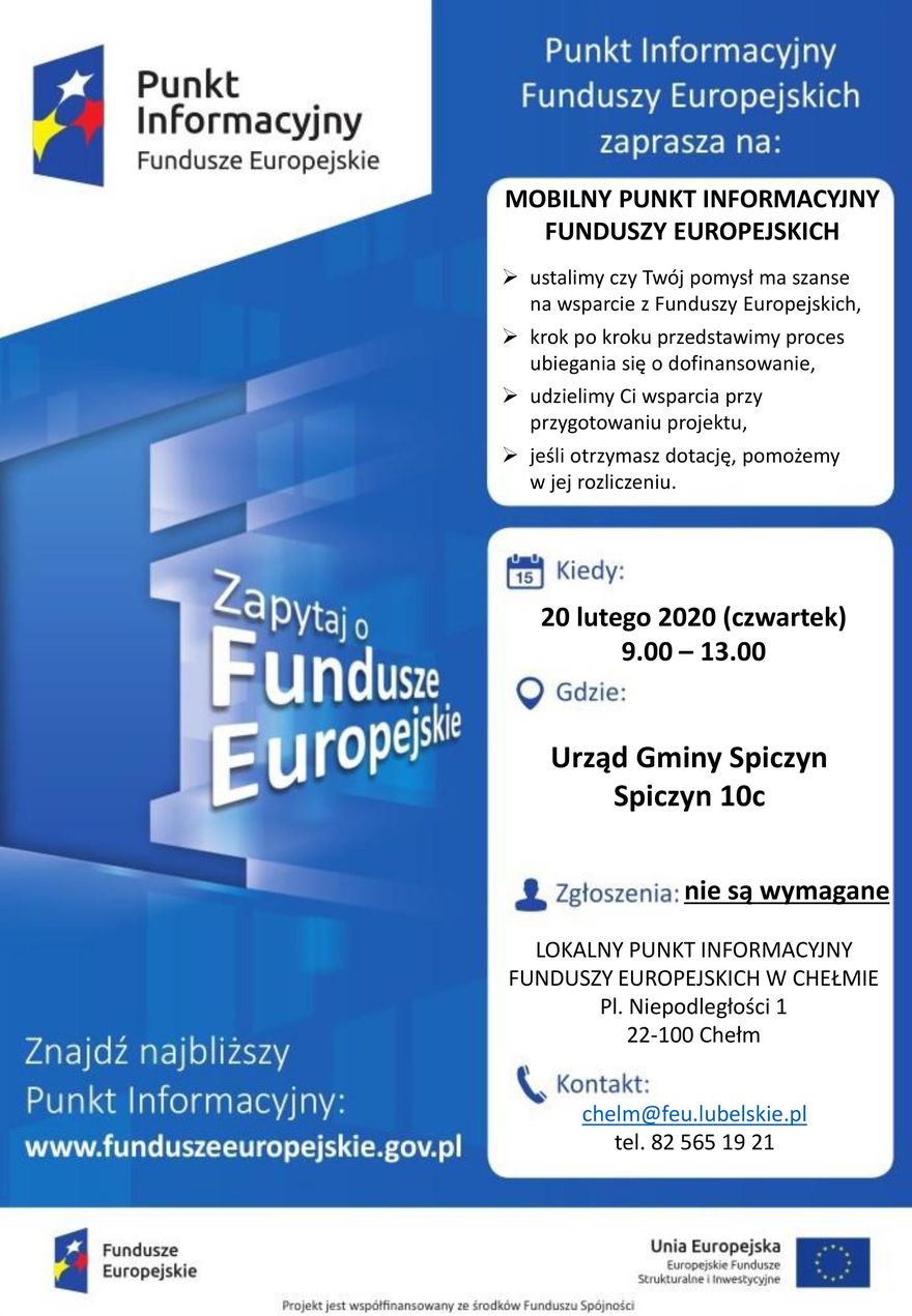 Plakat - MOBILNY PUNKT INFORMACYJNY FUNDUSZY EUROPEJSKICH
