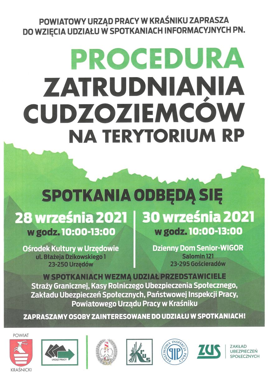 Plakat z informacjami