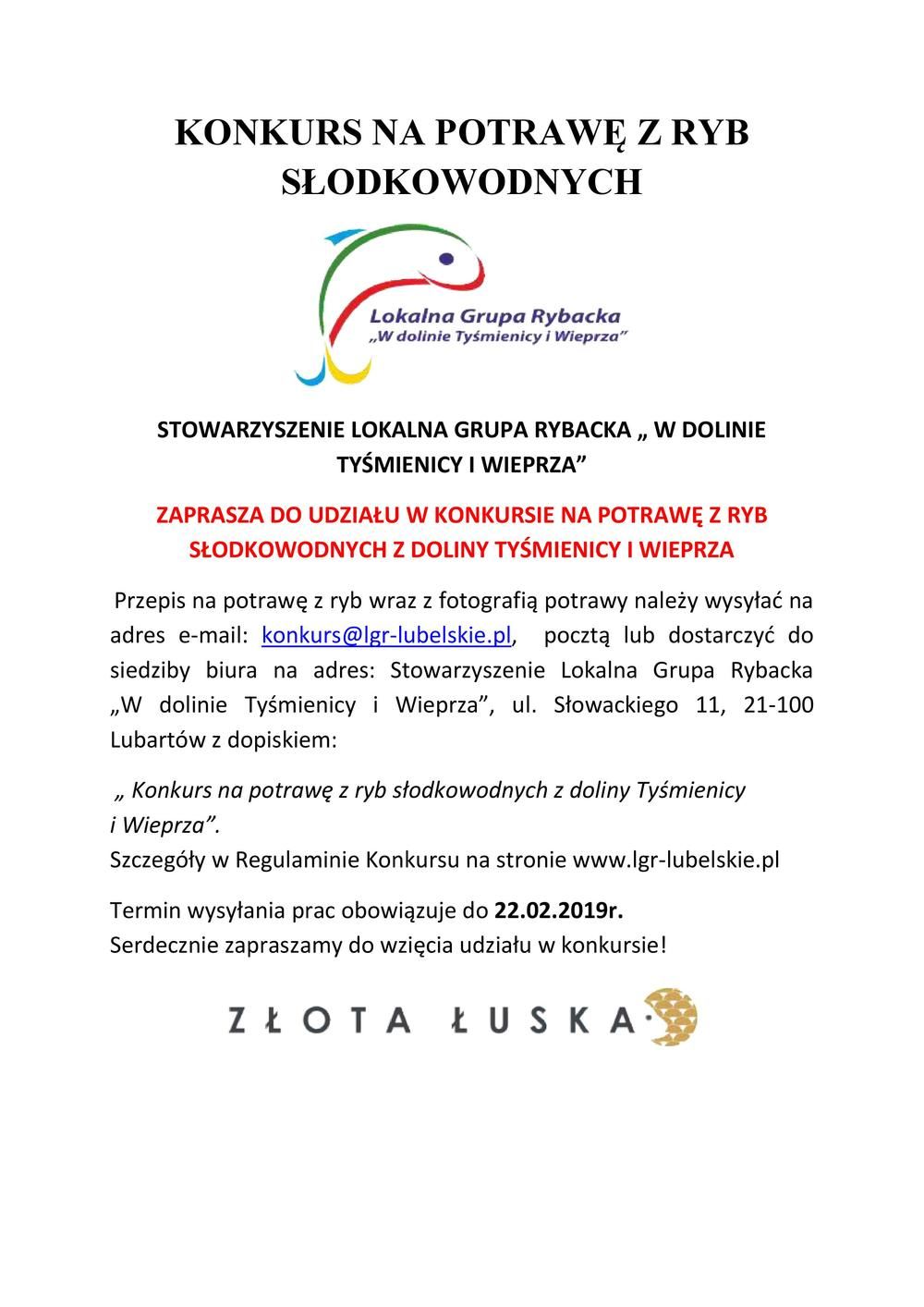 KONKURS NA POTRAWĘ Z RYB SŁODKOWODNYCH