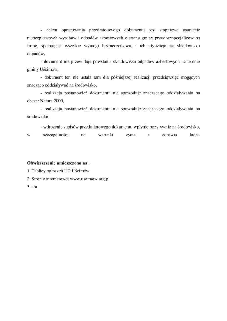 OBWIESZCZENIE WÓJTA GMINY UŚCIMÓW 2