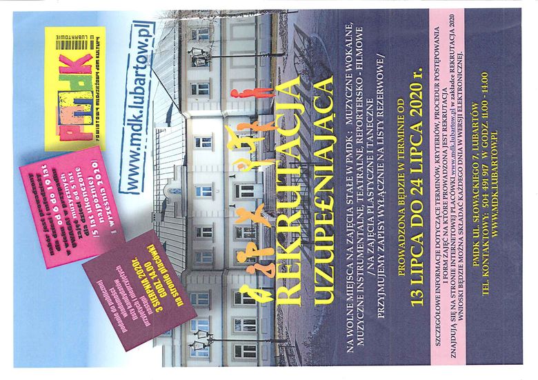 plakat ogłoszenie o rekrutacji uzupełniającej mdk