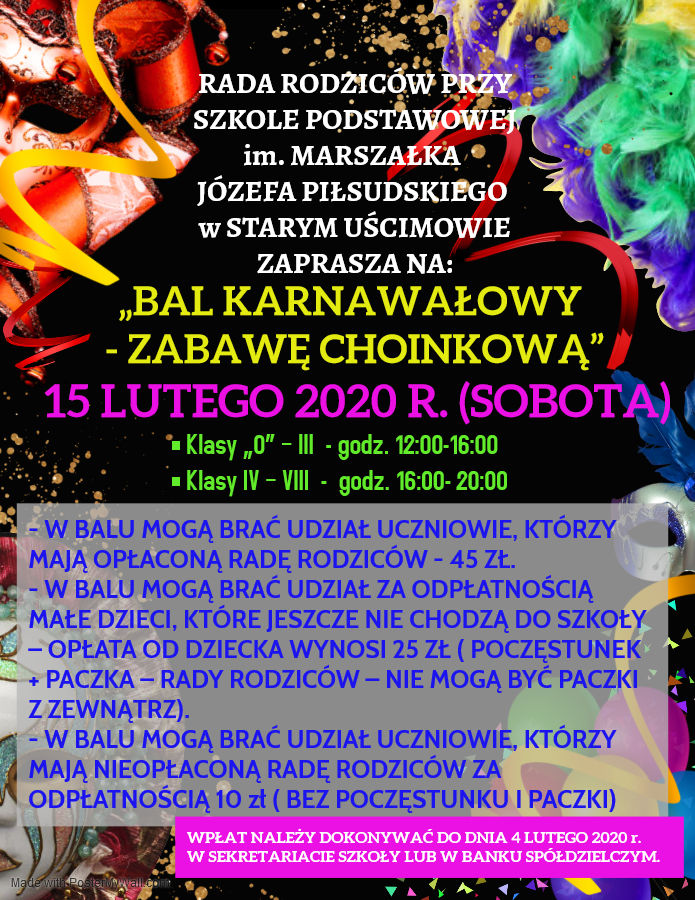 BAL KARNAWAŁOWY - ZABAWA CHOINKOWA