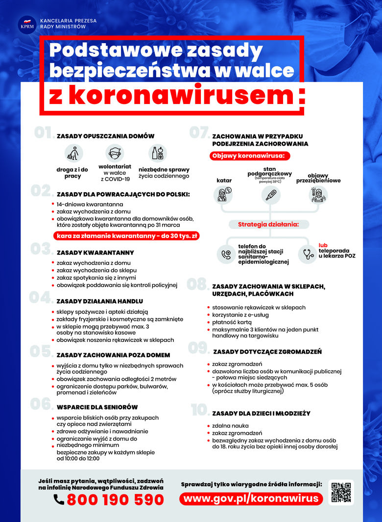 Plakat - Podstawowe zasady bezpieczeństwa w walce z koronawirusem