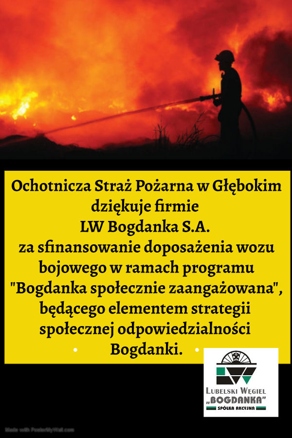 Plakat- Podziękowania dla LW Bogdanka S.A.