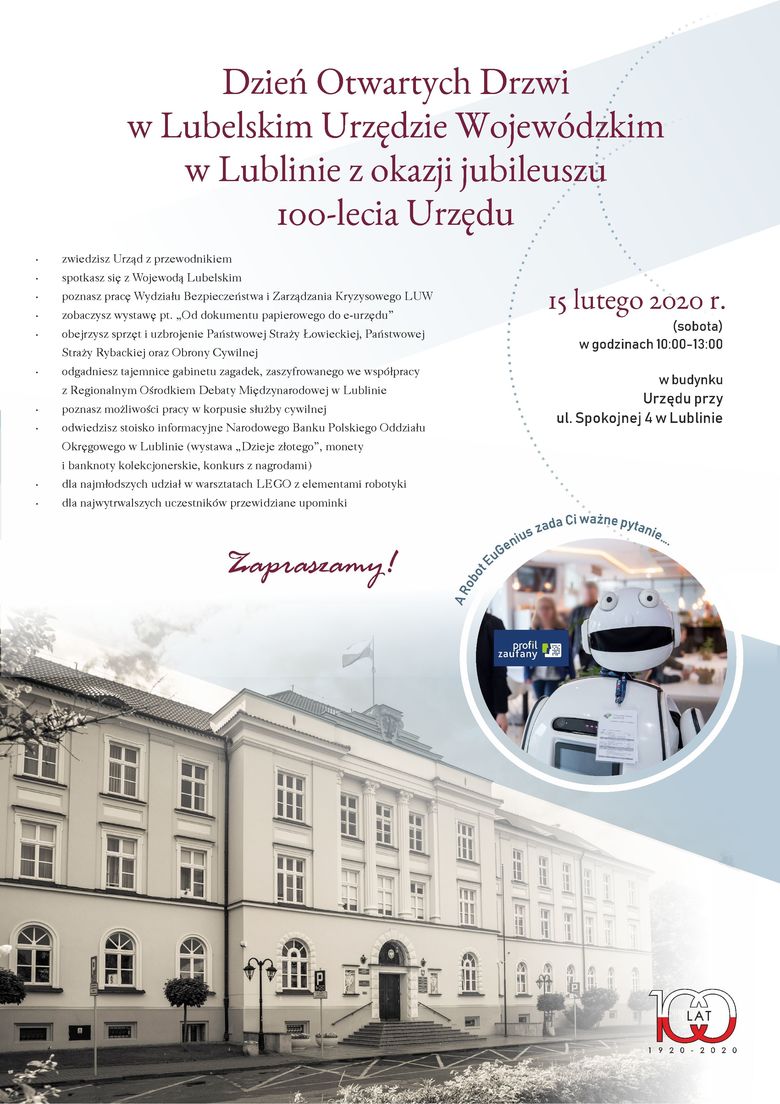 Plakat - Dzień Otwartych Drzwi w Lubelskim Urzędzie Wojewódzkim w Lublinie