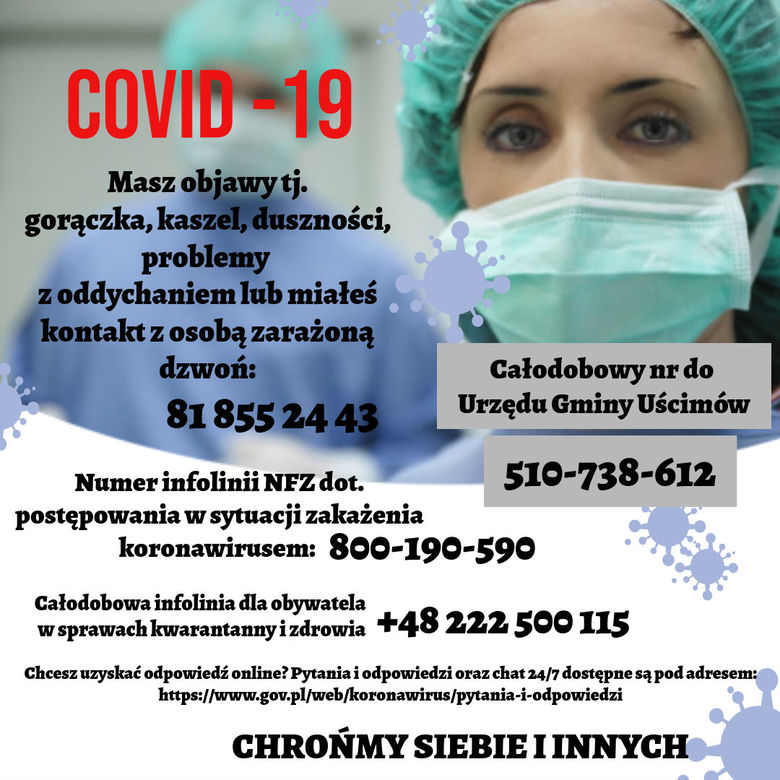 plakat- masz objawy COVID-19 zadzwoń