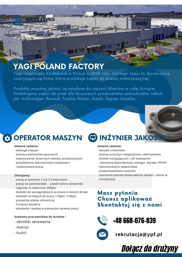 yagi poland factory oferta pracy
