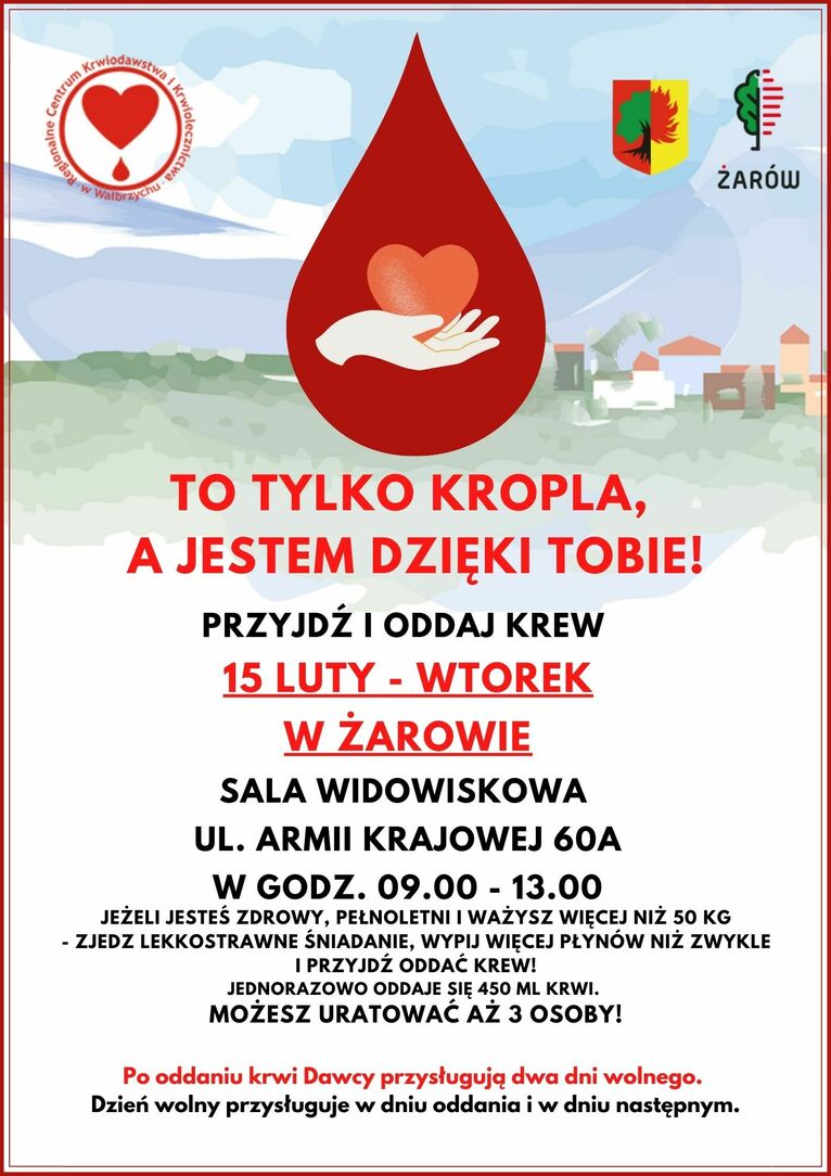 plakat zbiórka krwi
