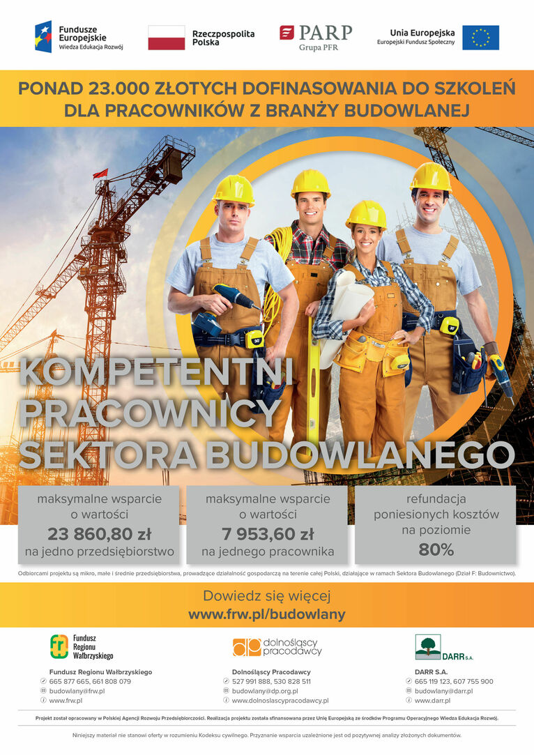 Dofinansowanie dla przedsiębiorstw z branży budowlanej plakat