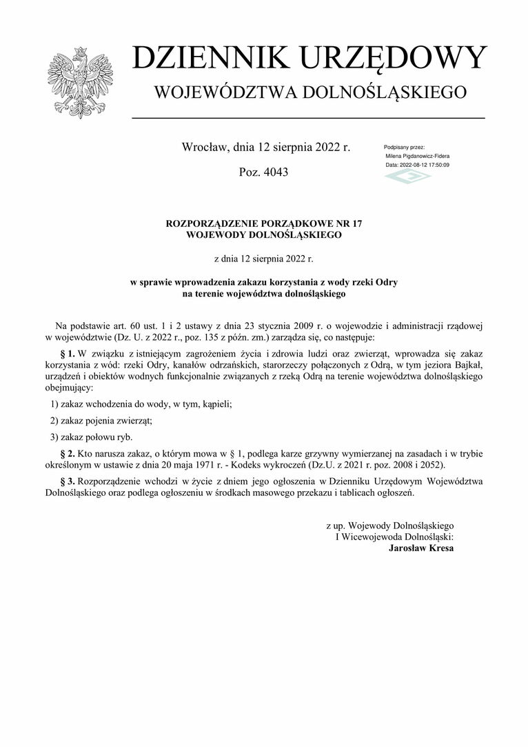 Rozporządzenie Wojewody Dolnośląskiego
