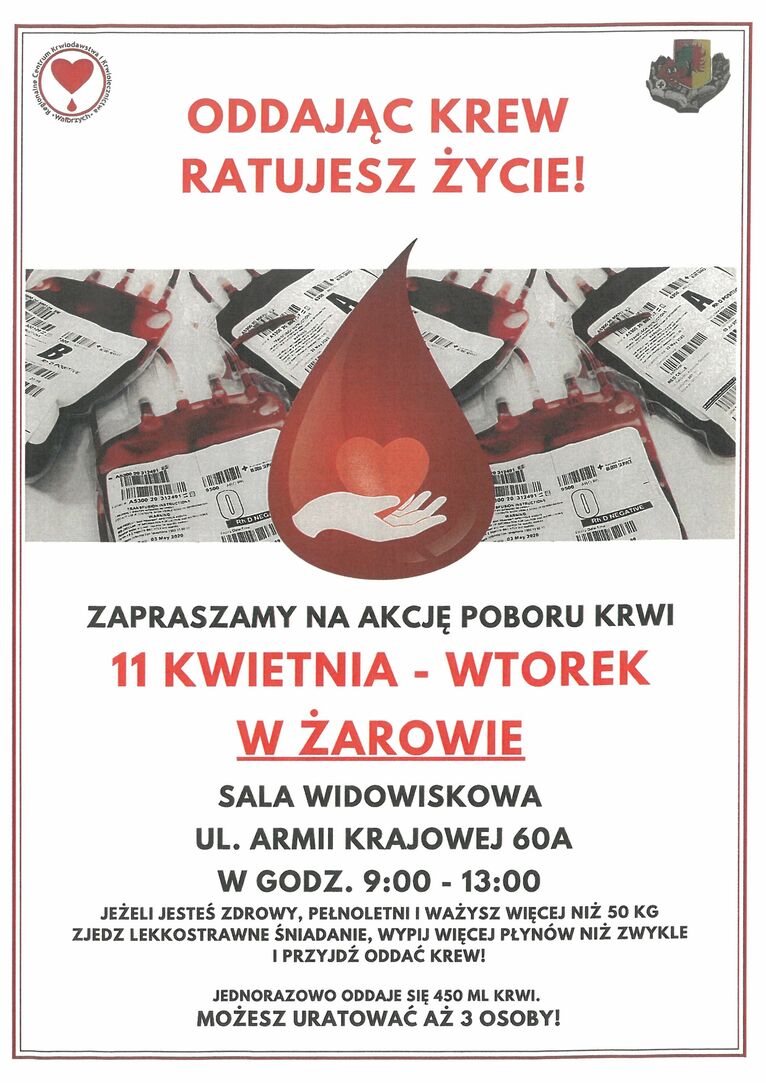 zbiórka krwi plakat